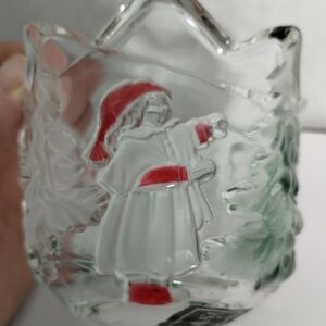 Mikasa Colored Glass Holiday Landscape Votive w/ original‎ box